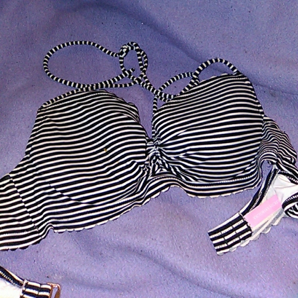 Brand new black and white halter full bikini